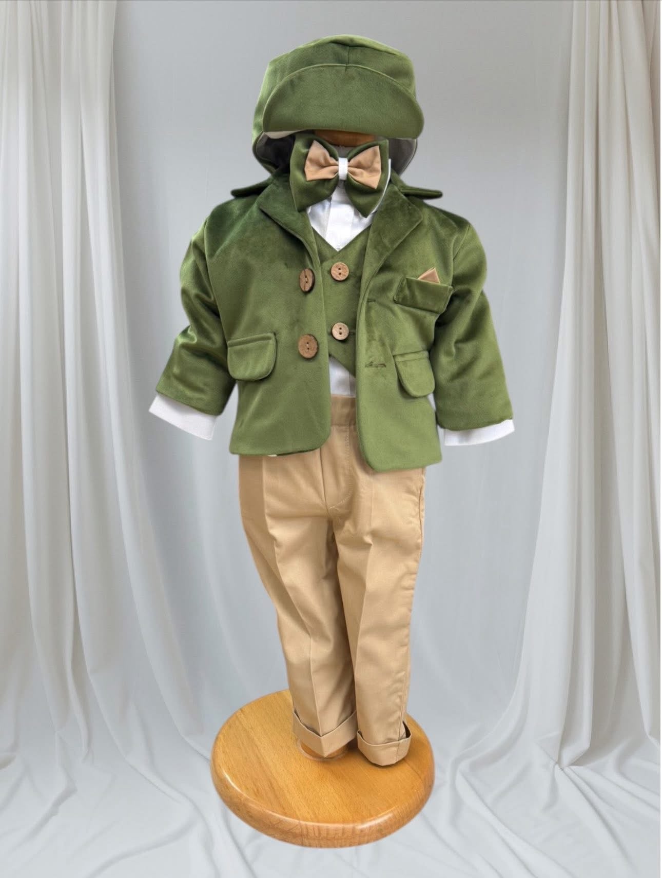 Costum elegant bebe cu sacou verde - Kids Magazin