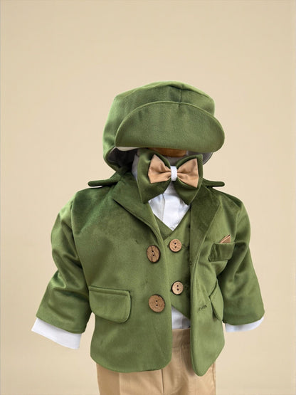 Costum elegant bebe cu sacou verde - Kids Magazin