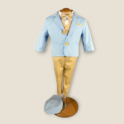 Costum elegant bebeluș Bleo cu pantaloni Crem - Kids Magazin