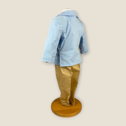 Costum elegant bebeluș Bleo cu pantaloni Crem - Kids Magazin