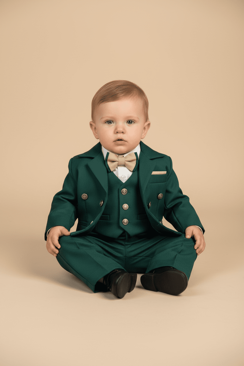 Costum elegant bebeluș Verde - Kids Magazin