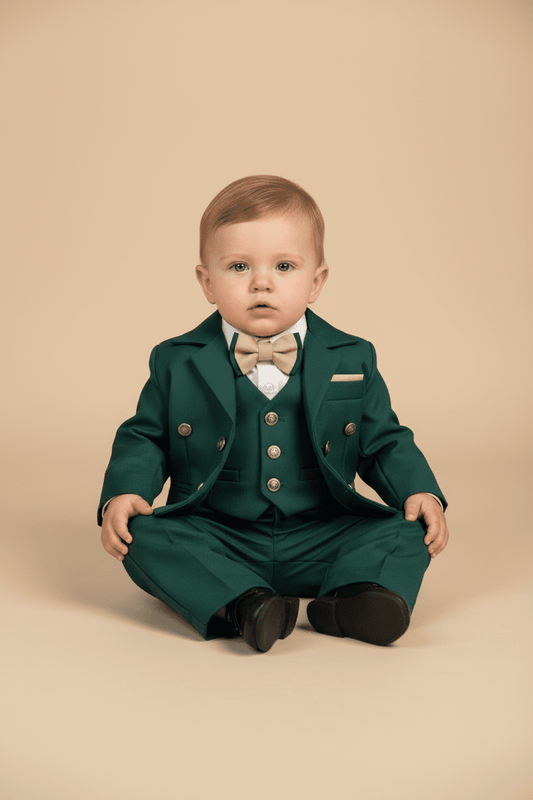 Costum elegant bebeluș Verde - Kids Magazin