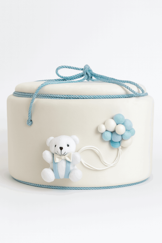 Cufăr elegant din catifea albă cu Ursuleț și detalii bleo - Kids Magazin