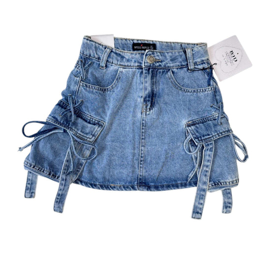 Fusta de blugi albastra cu buzunare - Kids Magazin