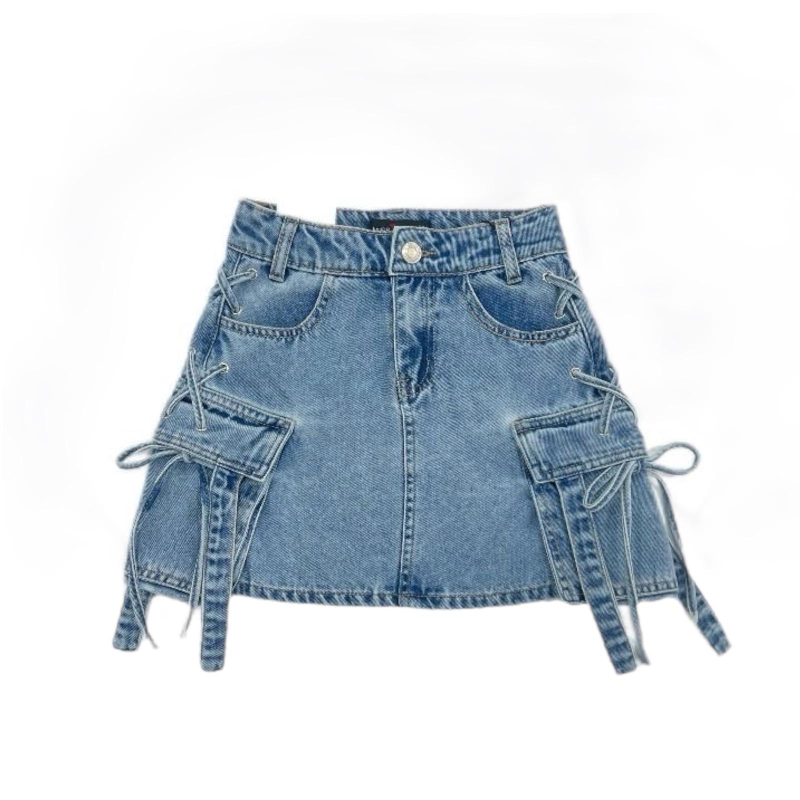 Fusta de blugi albastra cu buzunare - Kids Magazin