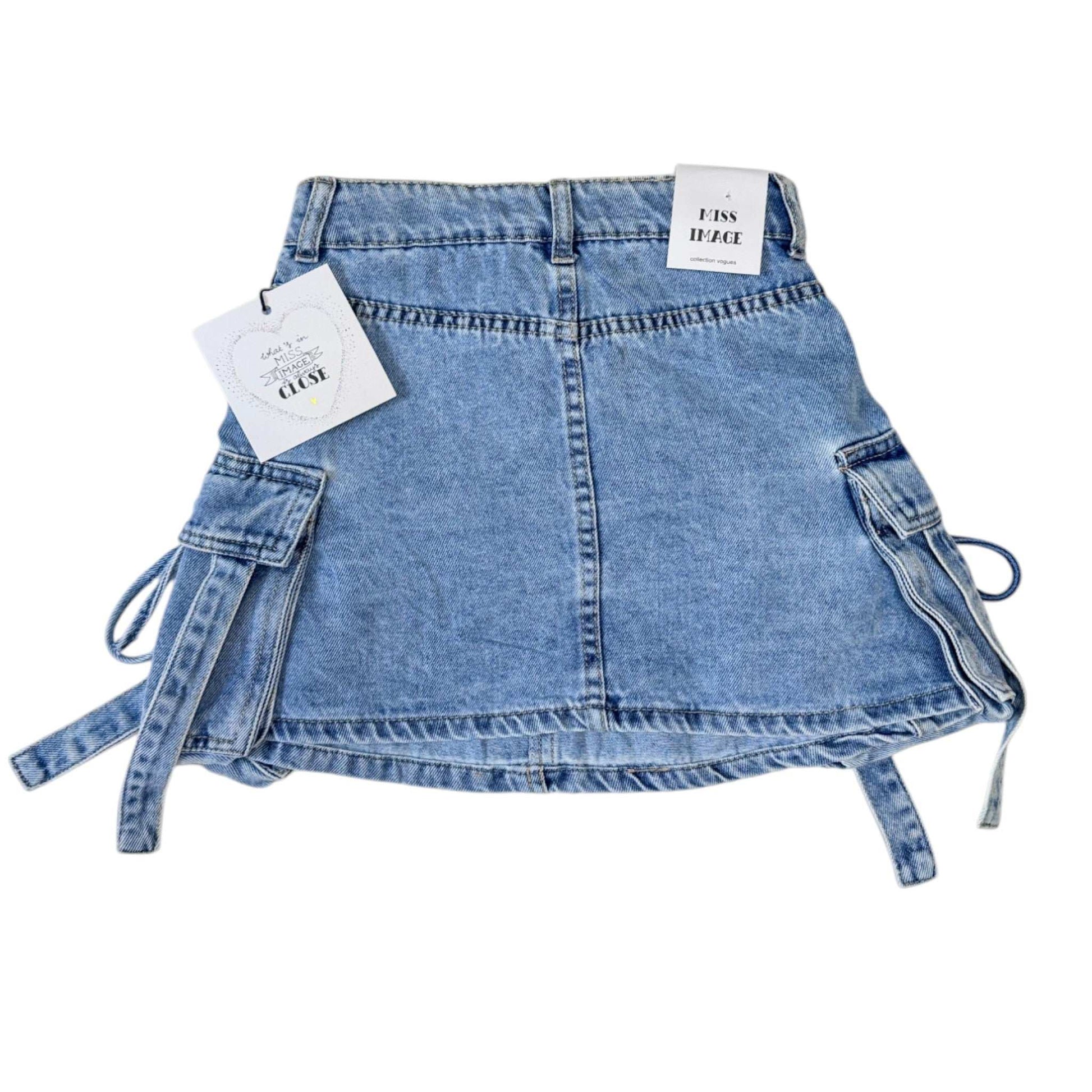 Fusta de blugi albastra cu buzunare - Kids Magazin