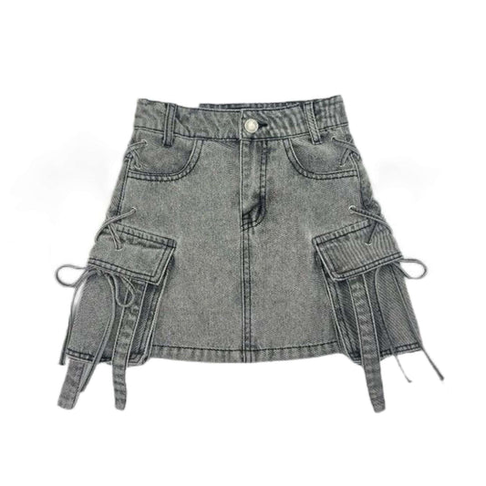 Fusta de blugi neagra cu buzunare - Kids Magazin