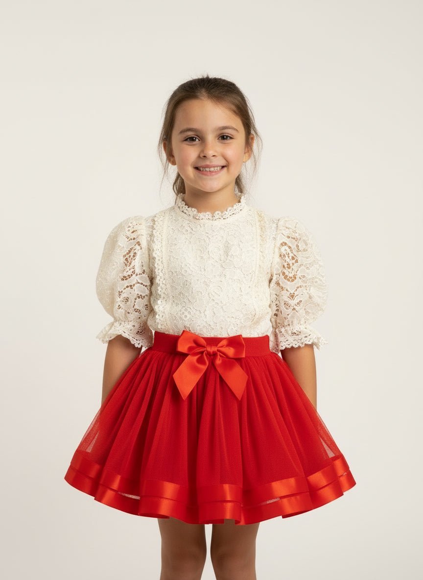 Fustă roșie din Tull - Kids Magazin