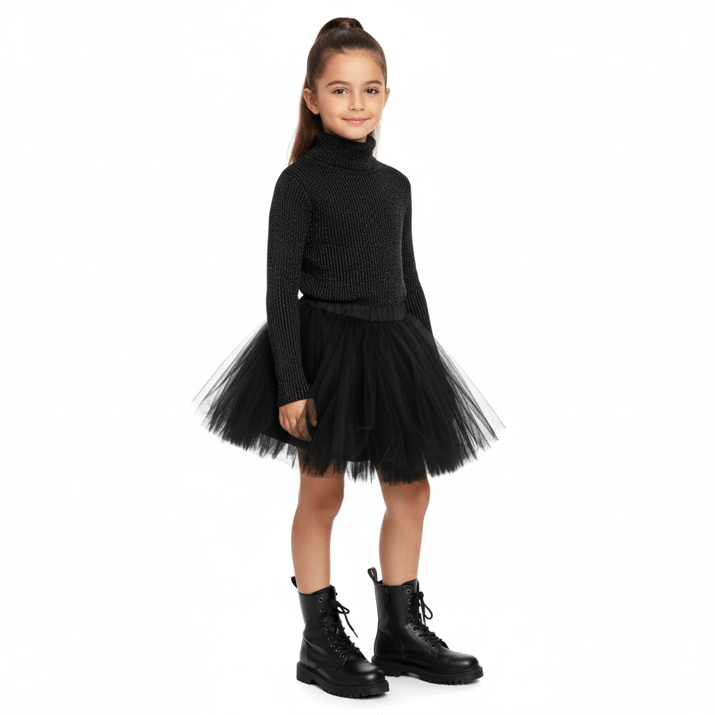 Helancă neagă cu filament argintiu - Kids Magazin