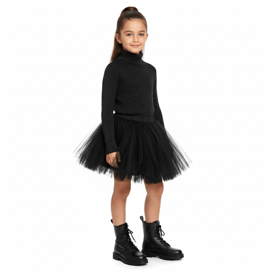 Helancă neagă cu filament argintiu - Kids Magazin