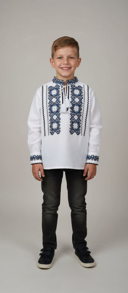 Ie pentru băiat cu model geometric albastru - Kids Magazin