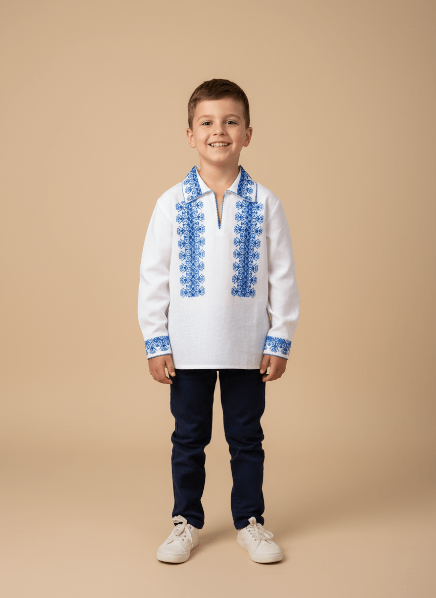 Ie pentru baieti brodata cu albastru - Kids Magazin