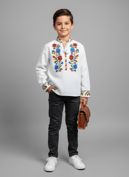 Ie pentru baieti cu model floral - Kids Magazin
