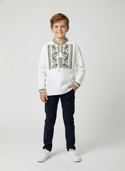 Ie pentru baieti cu model floral verde - Kids Magazin