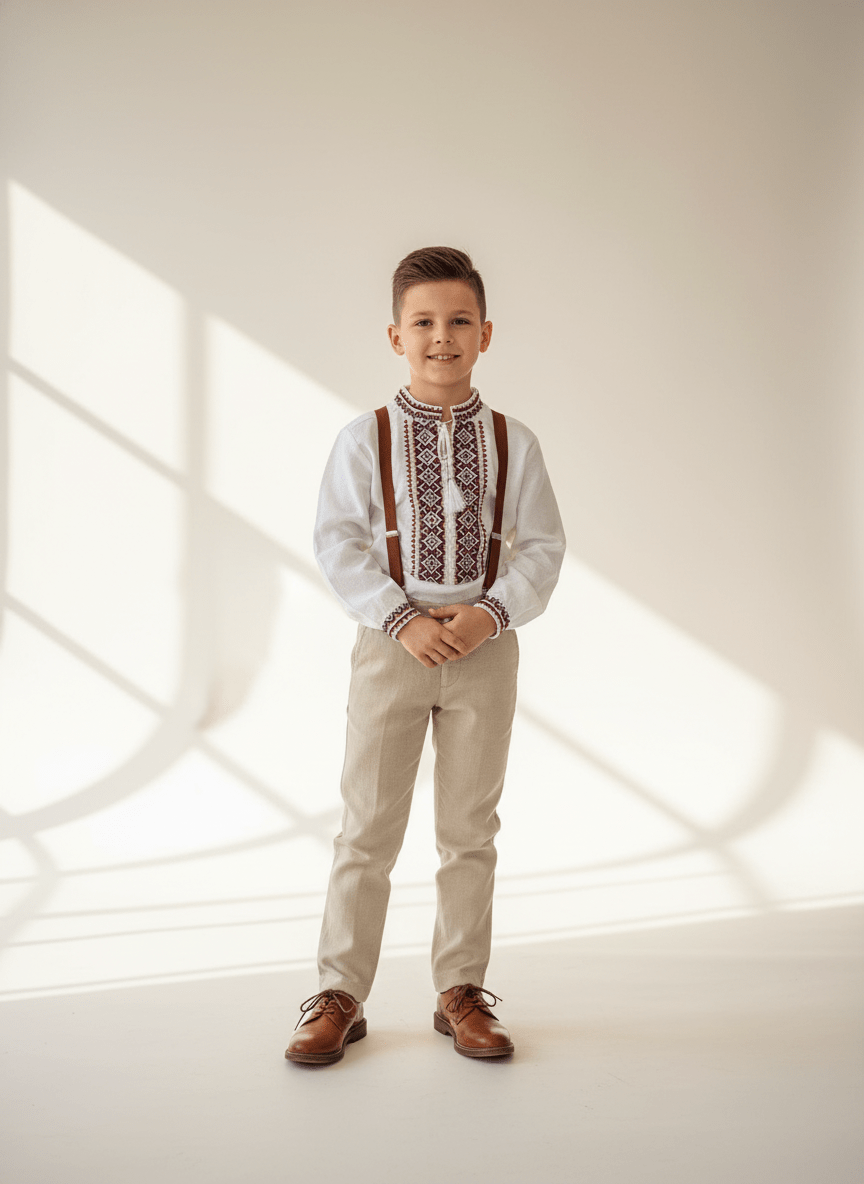 Ie pentru baieti cu model geometric rosu - Kids Magazin