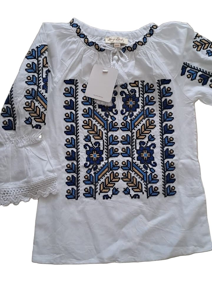 Ie pentru fete cu model floral albastru - Kids Magazin