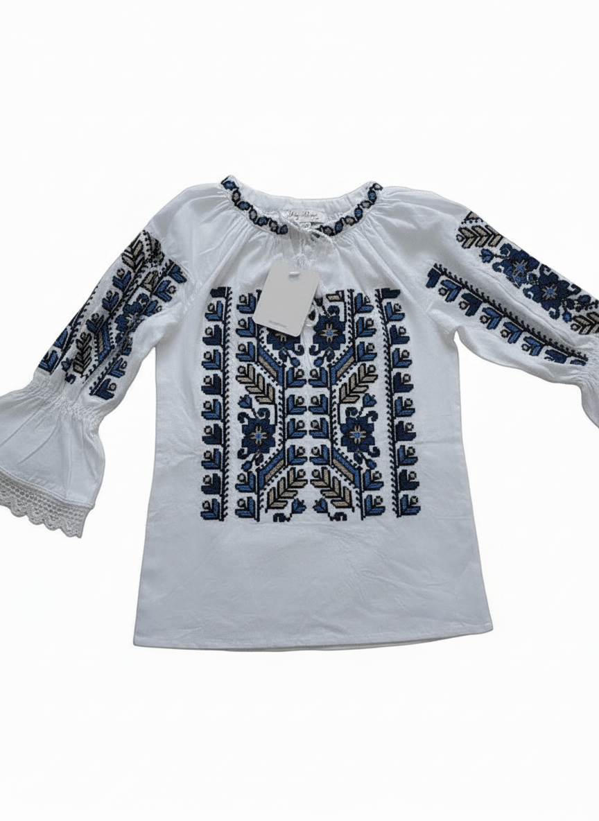 Ie pentru fete cu model floral albastru - Kids Magazin