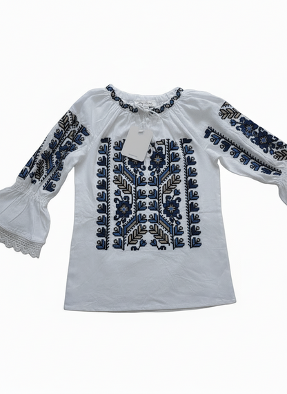 Ie pentru fete cu model floral albastru - Kids Magazin