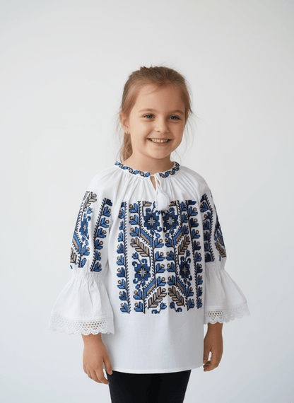 Ie pentru fete cu model floral albastru - Kids Magazin