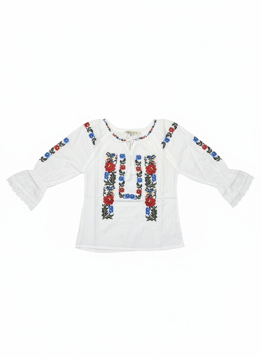 Ie pentru fete cu model floral brodat - Kids Magazin