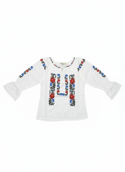 Ie pentru fete cu model floral brodat - Kids Magazin