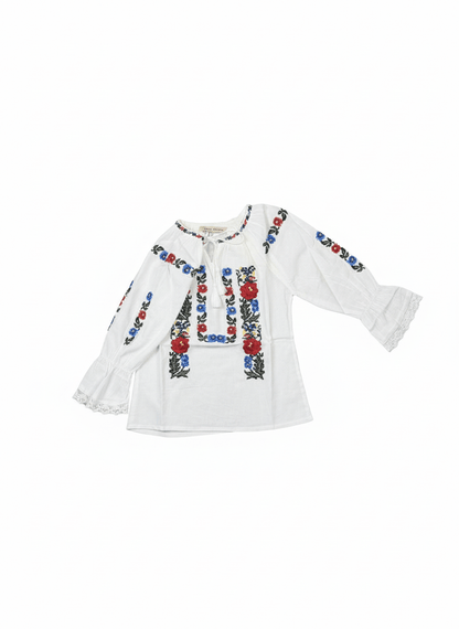 Ie pentru fete cu model floral brodat - Kids Magazin