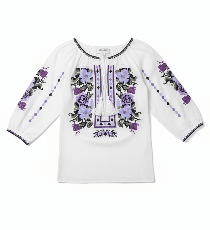 Ie pentru fete cu model floral lila - Kids Magazin