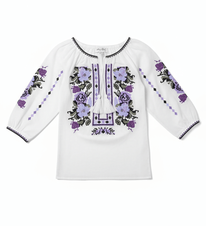 Ie pentru fete cu model floral lila - Kids Magazin