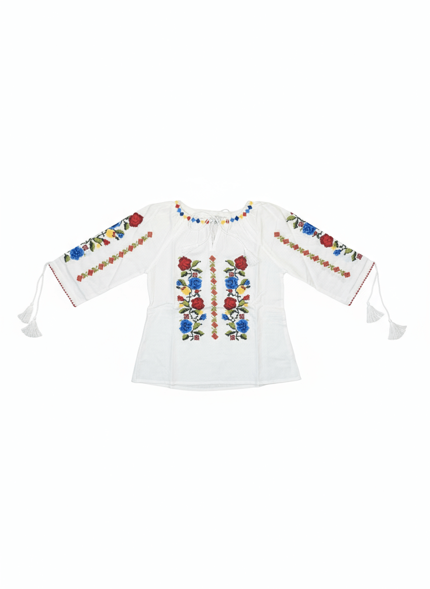 Ie pentru fete cu model floral - Trandafiri tricolor - Kids Magazin