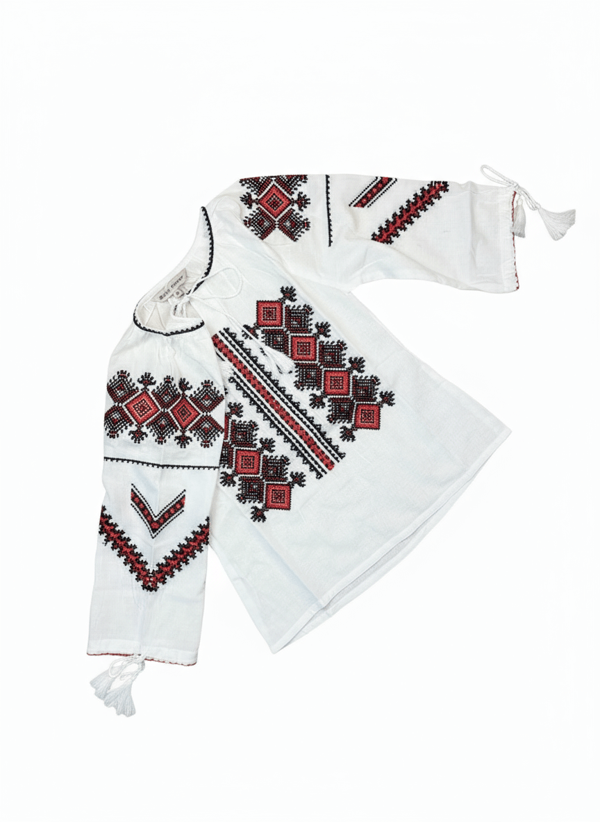 Ie pentru fete cu model geometric rosu - Kids Magazin