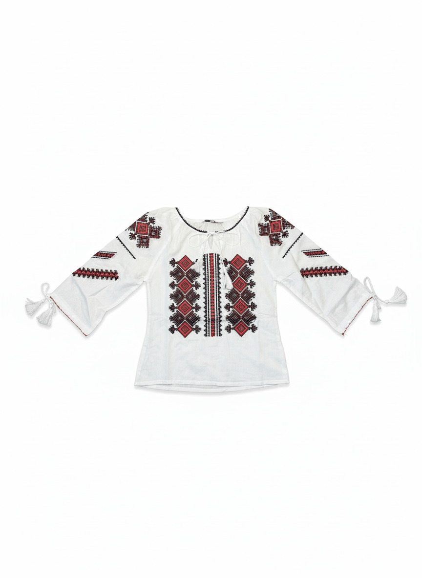 Ie pentru fete cu model geometric rosu - Kids Magazin