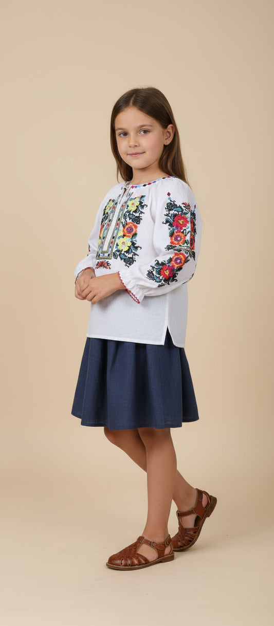 Ie tradițională cu model floral - Kids Magazin