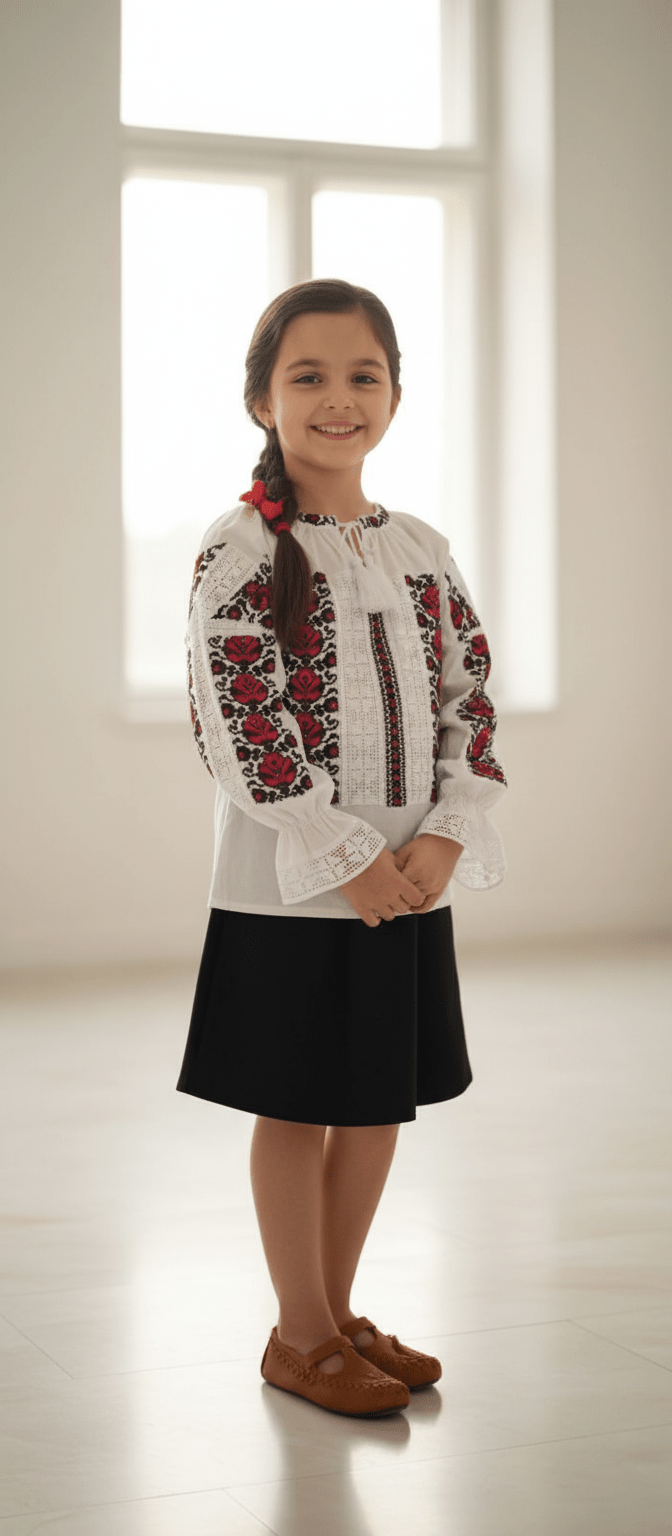 Ie tradițională cu model floral - Kids Magazin