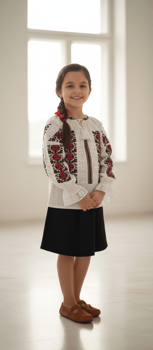 Ie tradițională cu model floral - Kids Magazin