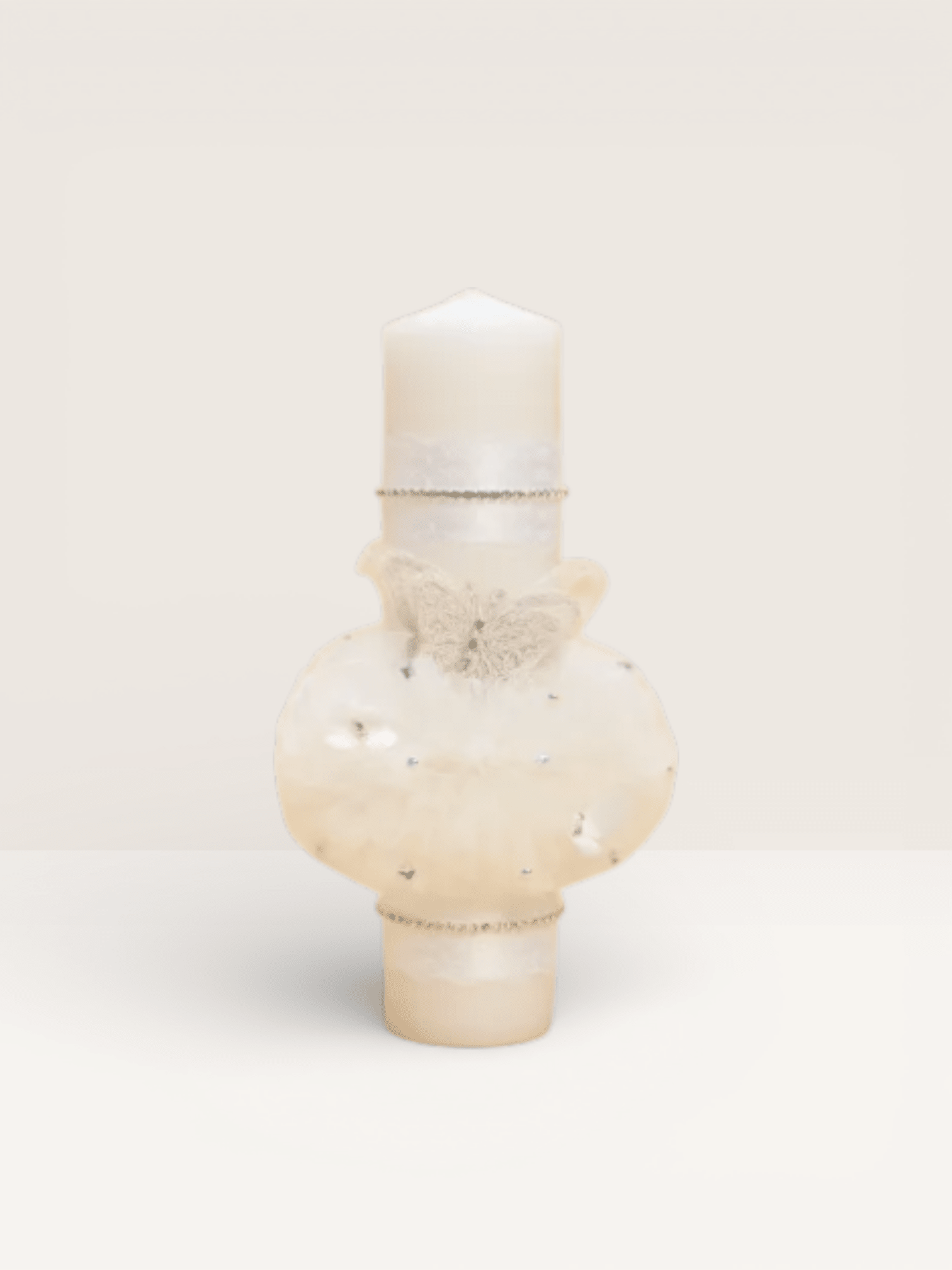 Lumânare cu tull ivory si fluturasi - Kids Magazin