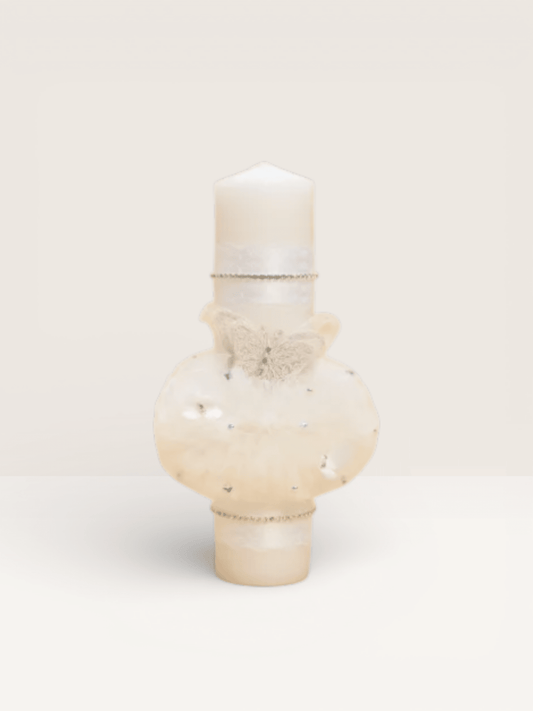 Lumânare cu tull ivory si fluturasi - Kids Magazin