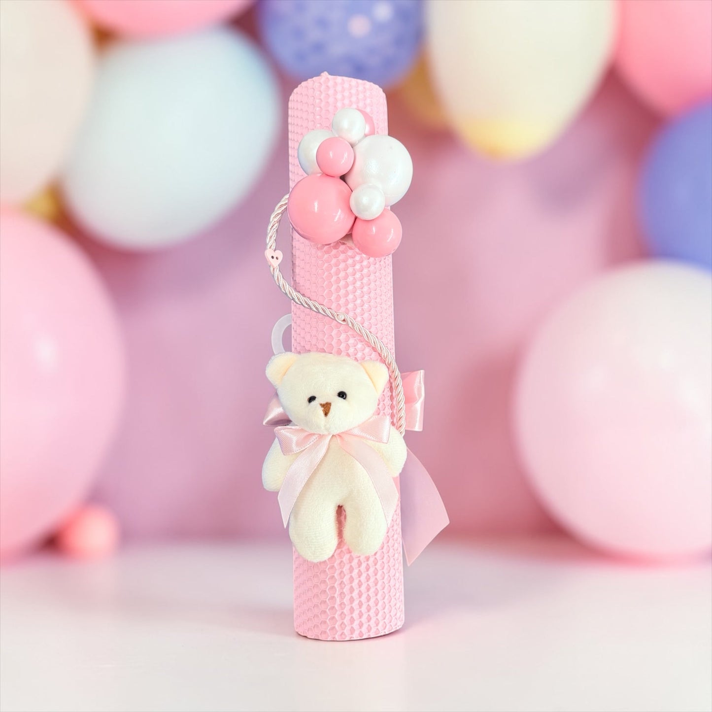 Lumânare roz Ursulet Cu Balonase - Kids Magazin