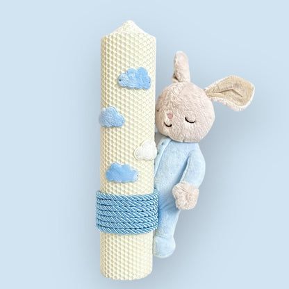 Lumânare tip fagure Iepurasul Somnoros detalii bleu - Kids Magazin