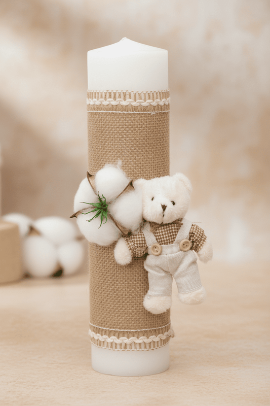 Lumânare Ursuleț și Floare de bumbac - Kids Magazin