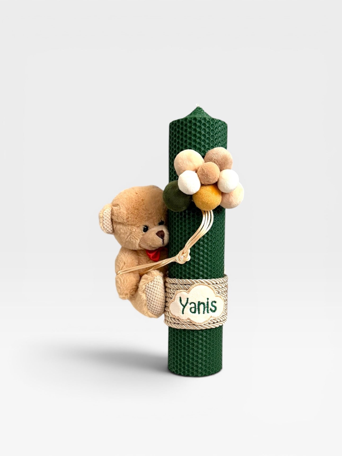 Lumânare Verde cu Ursulet crem cu Baloane - Kids Magazin