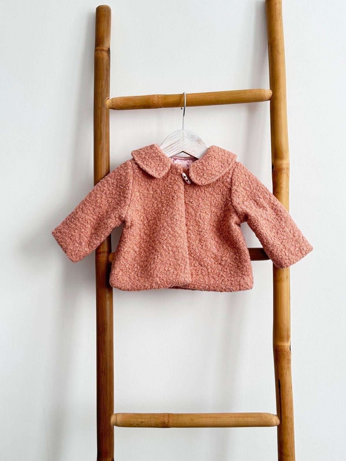 Palton elegant roz caramiziu pentru bebeluși - Kids Magazin