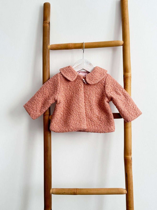 Palton elegant roz caramiziu pentru bebeluși - Kids Magazin
