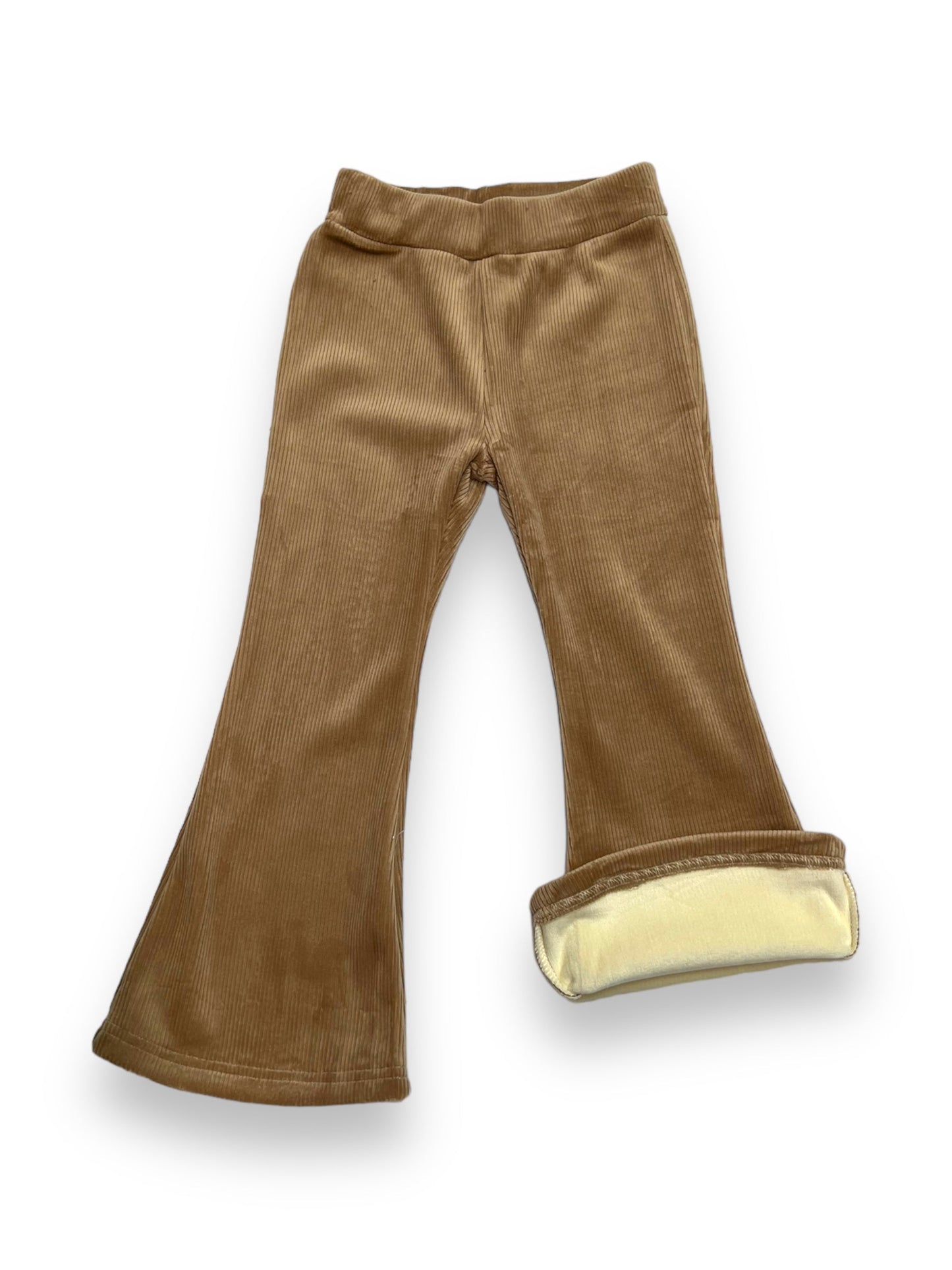 Pantaloni evazati crem vătuiți - Kids Magazin