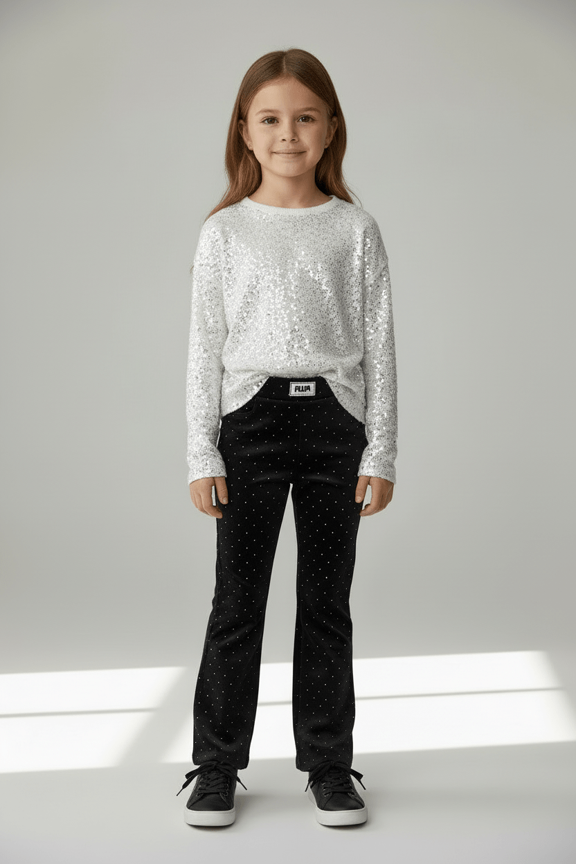 Pantaloni negri cu strasuri - Kids Magazin