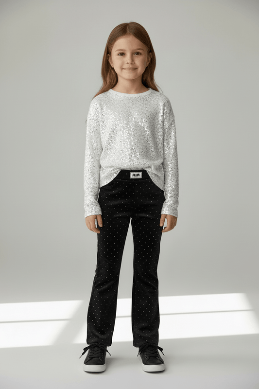 Pantaloni negri cu strasuri - Kids Magazin