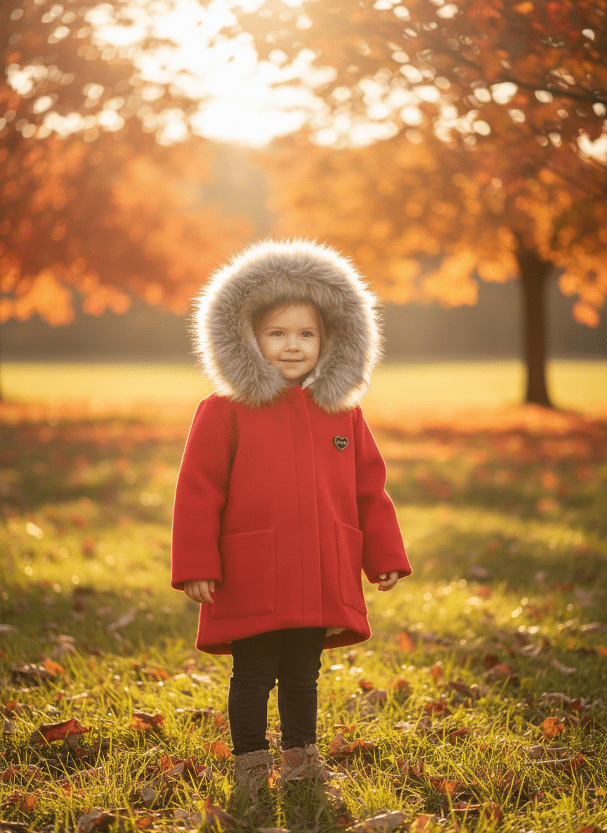 Pardesiu îmblănit roșu 1 - 5 ani - Kids Magazin