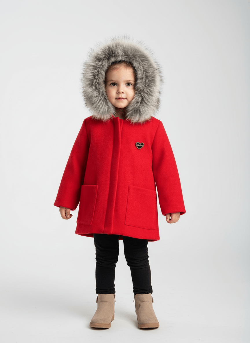 Pardesiu îmblănit roșu 1 - 5 ani - Kids Magazin