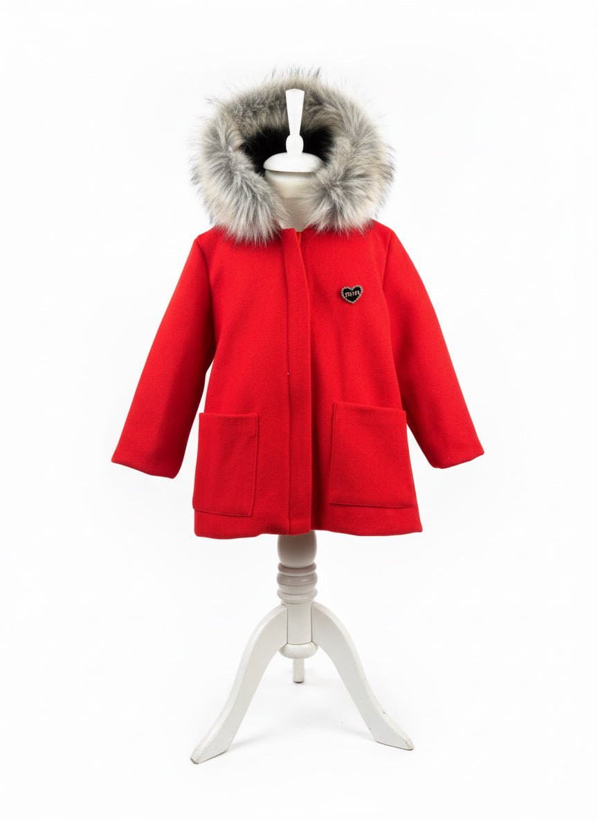 Pardesiu îmblănit roșu 1 - 5 ani - Kids Magazin