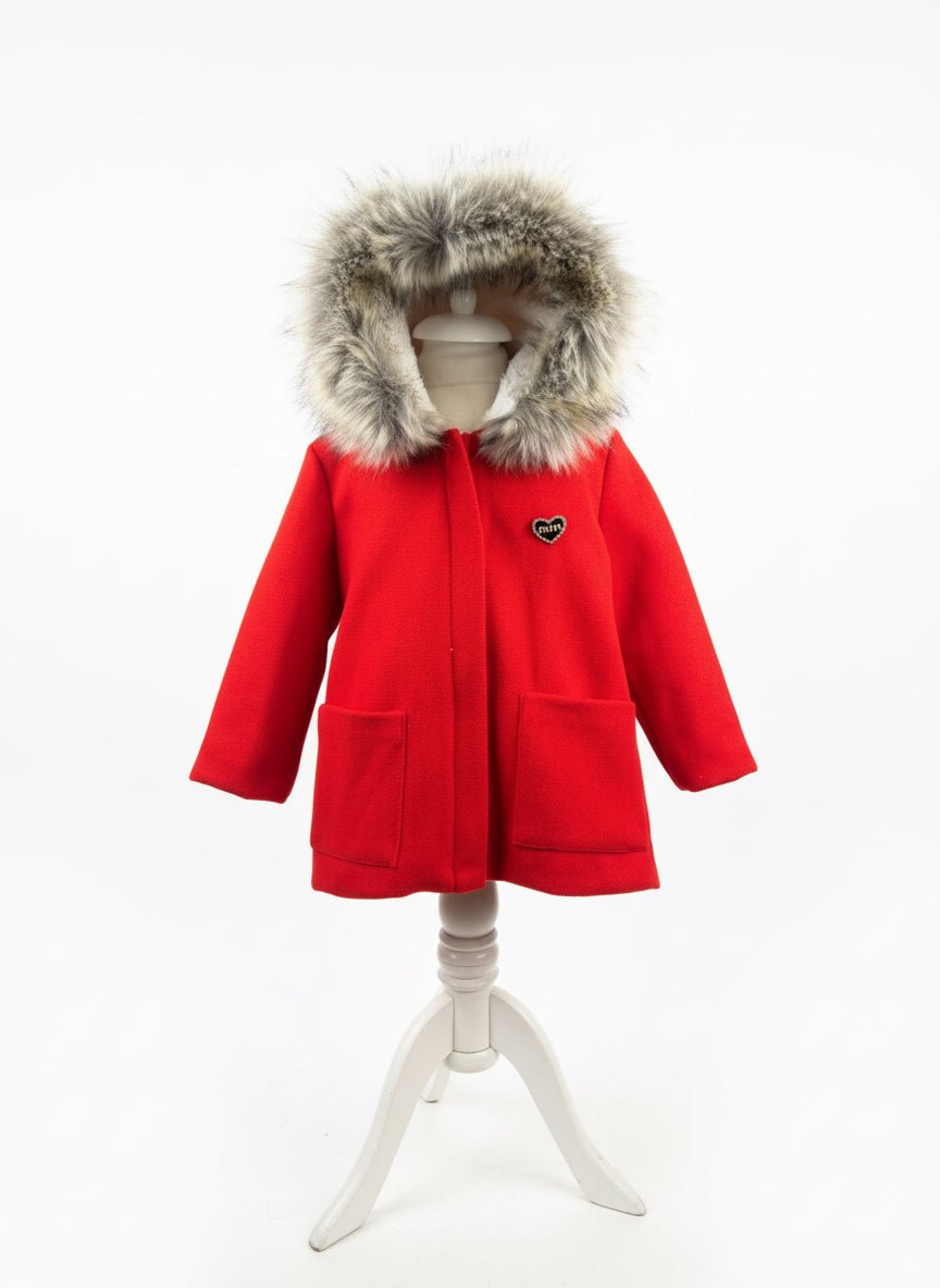 Pardesiu îmblănit roșu 1 - 5 ani - Kids Magazin
