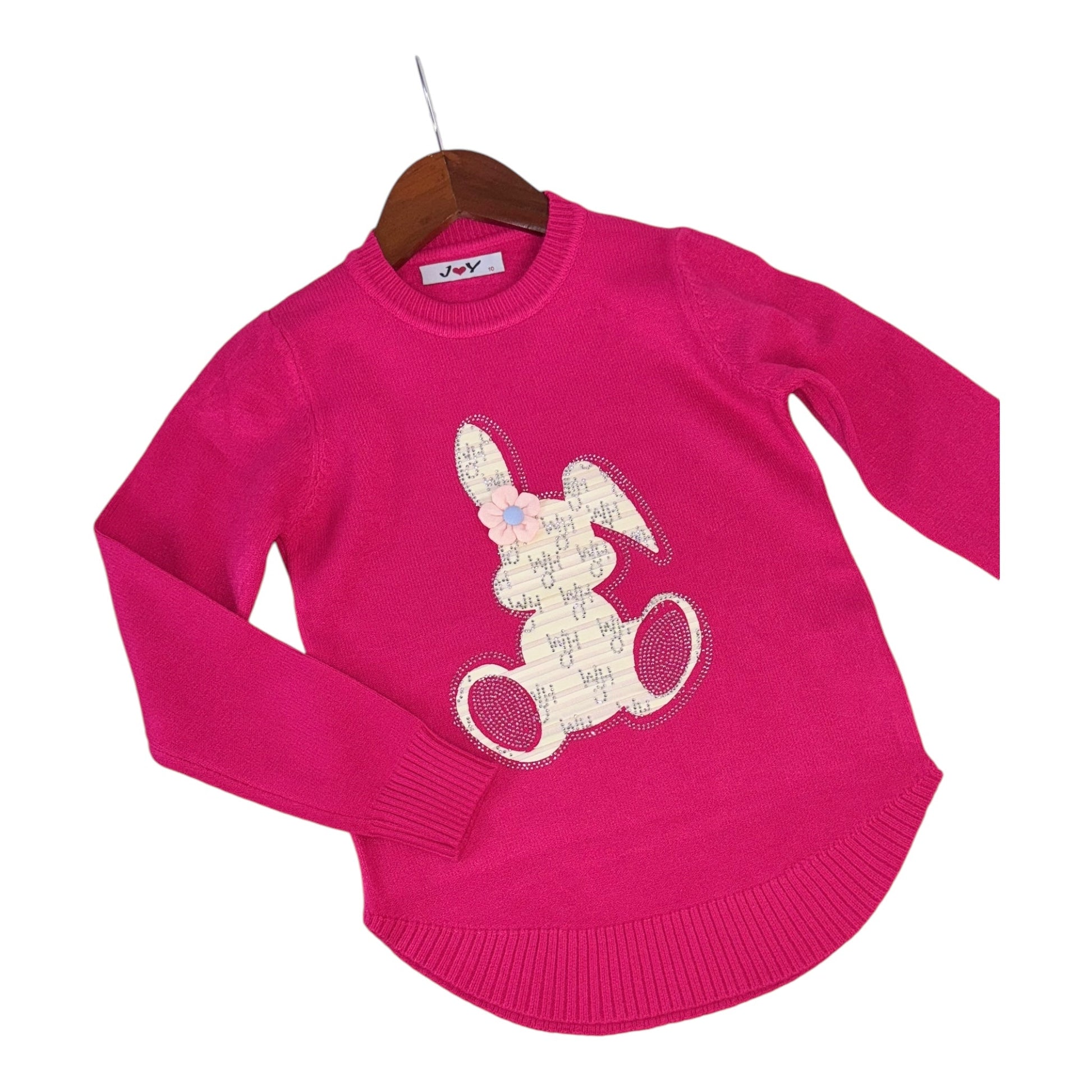 Plovar din tricot fin fuchsia cu iepuraș - Kids Magazin